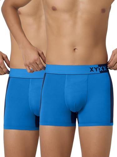 Image of XYXX Men's Dualist Micromodal Colorblock Trunks|Antimicrobial, Regular Fit, No-Marks Waistband|Underwear for Man Combo (Pack of 2)