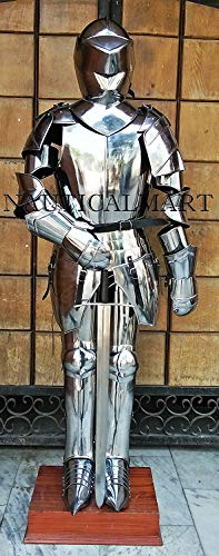 NauticalMart Medieval Knight Suit of Armor Wearable Halloween Costume Silver