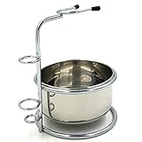 SANWA Shaving Razor and Brush Stand with Stainless Steel Shaving Bowl Set,Fits Most Razors and Brushes