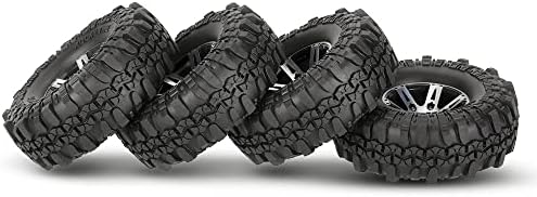 Goolsky 4Pcs AUSTAR AX-4020A 1.9 Inch 110mm 1/10 Rock Crawler Tires with Alloy Beadlock Wheel Rim for D90 SCX10 AXAIL RC4WD TF2 RC Car