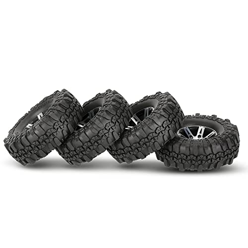 Goolsky 4Pcs Austar Ax-4020A 1.9 Inch 110Mm 1/10 Rock Crawler Tires With Alloy Beadlock Wheel Rim For D90 Scx10 Axail Rc4Wd Tf2 Rc Car #TOP26