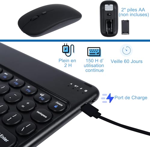 Kit de teclado y mouse Bluetooth inalámbrico con teclas redondas de alta precisión 2