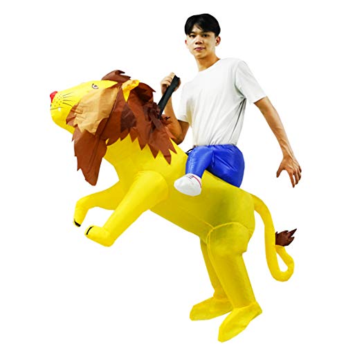 PARAYOYO Costume Lion Gonflable Tour sur Costume Lion Costume Adulte Fantaisie Robe pour Hommes Femmes Halloween Jaune