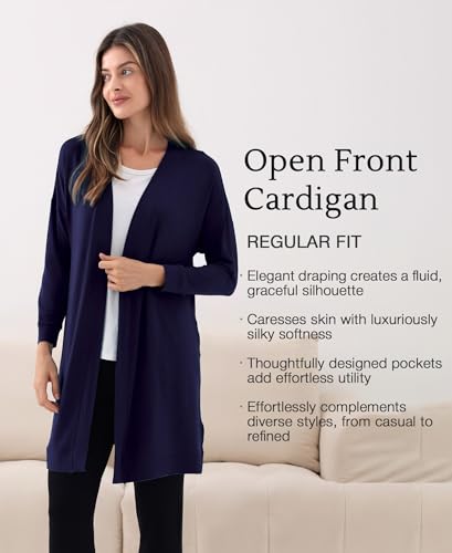 GYS Open Front Cardigan for Women, Bamboo Viscose Lightweight Womens Cardigan with Pocketes, Long Sleeve Casual Relaxed Coat4