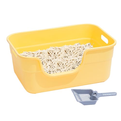 Inodoro para gatos, caja de arena para gatos con gran capacidad, apertura superior, caja de excrementos a prueba de fugas, suministros para gatos grandes y pequeños