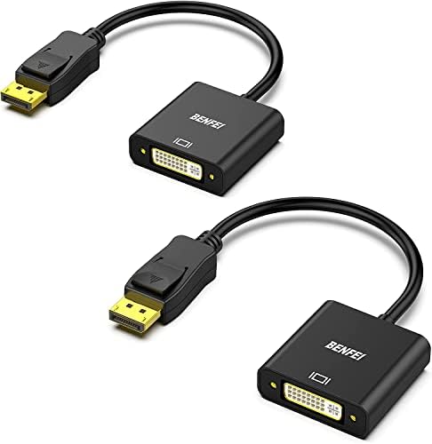 BENFEI DisplayPort to DVI Converter 2 Pack Gold Plated DP/Display Port to DVI-D Cable HDTV Adapter Converter Male to Female