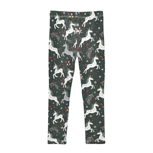 senya Girls Printed Leggings Yoga Pants Christmas Unicorn Pattern for Kids in 4t to 10 Years, 4T2