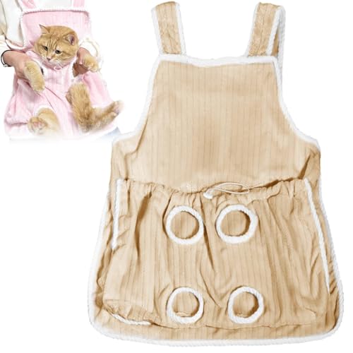 ペット猫寝袋 猫 抱っこ用エプロン ポケット 抱っこ用エプロン ポケット 小型犬 猫 猫用エプロン ポケット 猫 エプロン 抱っこ 毛粘着防止 ウェアラブル猫キャリア あったかくて快適で楽しい猫遊び (ブラウン)