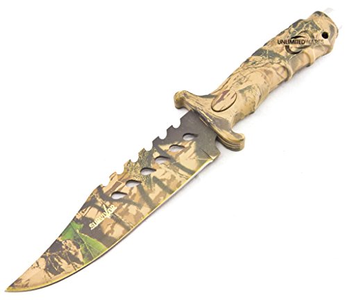 Unlimited Wares HK-1037S Camo Outdoor Fixed Blade Knife 10.5-Inch Overall