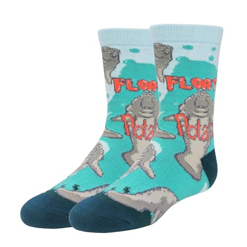 ooohyeah Kids Funny Saying Novelty Manatees Crew Socks, Silly Crazy Socks for Boys & Girls, Floaty Potato