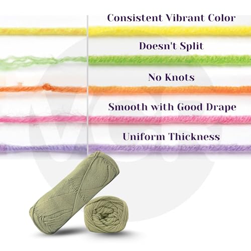 Image of VCR 4Ply Sage Green Yarn, 100 Grams Hank, 320 Meters Length, Cotton Combed Ball for Crochet and Knitting, Soft Crosia Threads, Pack of 1 Yarn, Suitable for DIY Crafts