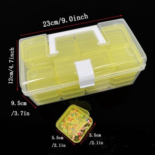Boîte perles 32 compartiments pour ne plus perdre vos petits accessoires de broderie jaune