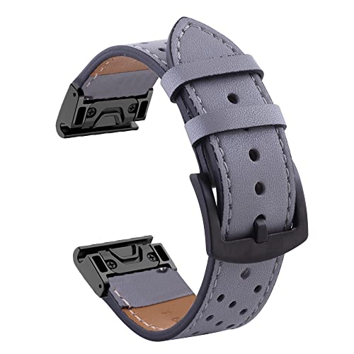 Bracelet 22mm en cuir véritable pour Garmin Fenix 6 Pro et Forerunner 945 élégance agate