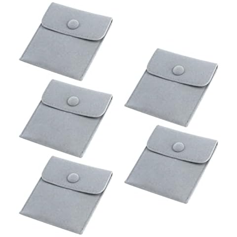 Tighall 5PCS Small Velvet Bags With Snap Button Jewelry Pouches Portable Jewelry Gift Bags Favors Storage Bags Candy Gift Bags for Birthday Christmas Party Wedding (3"X4", Grey) Cover