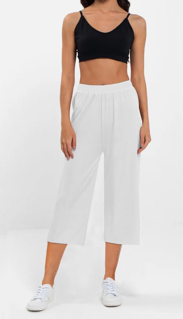 3 Pack Women's Capri Sweatpants, Cozy Wide Legs Cropped Capri with Pockets, Lounge Jogger Pants Workout Yoga Capris - Image 6