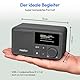 MEDION S66822 Tragbares Mini DAB+ Radio mit Bluetooth (Akku mit bis zu 6,5 Stunden, klein, dimmbares Farbdisplay, Teleskopantenne, Sleeptimer, Wecker, Snooze, AUX, USB-C) grau