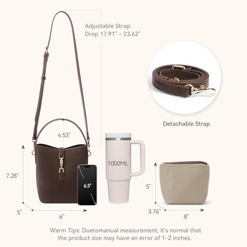 BOSTANTEN Small Bucket Bag for Women Crossbody Bags Trendy Vegan Leather Shoulder Purses Designer Ladies Handbags3