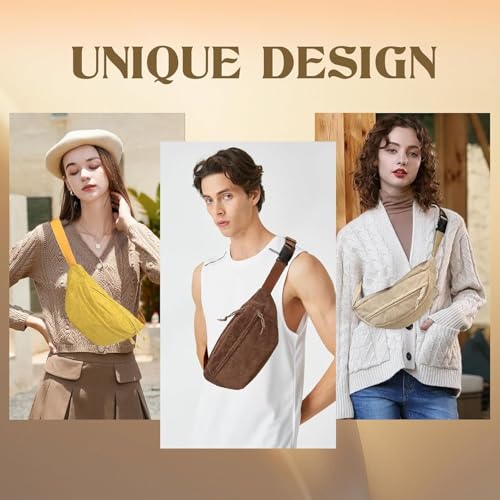 Umhängetasche Damen, Cord Bauchtasche für Damen Herren, Cord Crossbody Bag, Bauchtasche Klein, Einstellbare Bum Bags, Brusttasche für Outdoor Sport (Khaki)