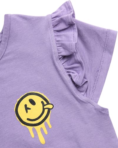 Image of Dreamstar Girls Bike Short Set - 6 Piece Graphic Tee Shirts and Athletic Performance Bike Shorts for Girls Activewear Set