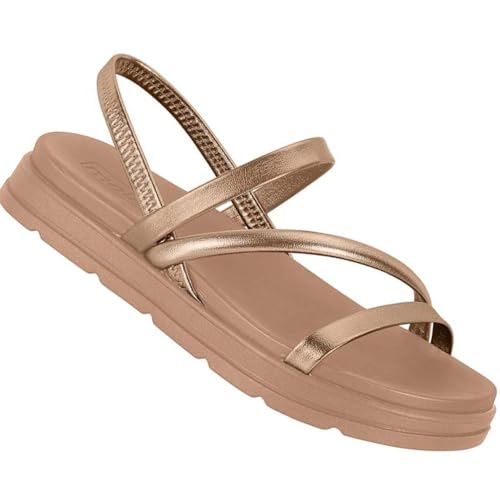 Sandália Moleca Flatform Plataforma Palmilha Confort- Nude Rosado