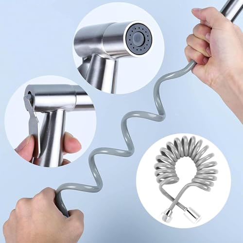 Image of Stainless Steel Heavy Duty Health Faucet, Bidet, 1pc Gun Only, Brushed Finish (Health Faucet - Sprayer, Telephonic Hose, Holder)