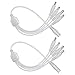 2Pack White 1 Male to 4 Female Way DC Power Splitter Cable Barrel Plug 5.5x2.1mm for CCTV Cameras LED Light Strip and more