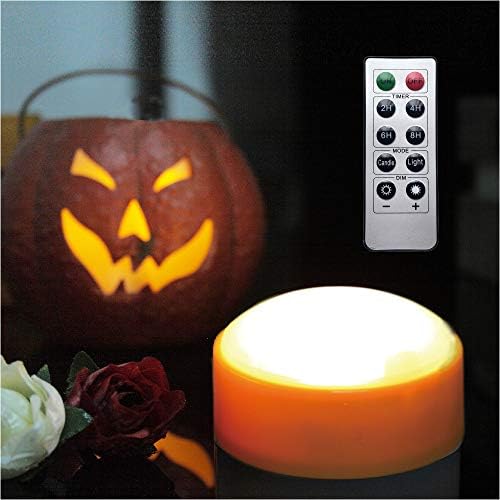 LED Pumpkin Light with Remote and Timer, Battery Operated Bright Flickering Flameless Candle for Pumpkin Decor, Jack-O-Lantern Halloween Party Decorations,Orange Color, One Pack