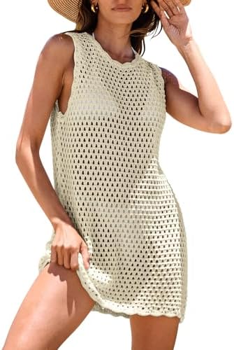 ANRABESS Womens Swimsuit Cover Up Sleeveless Knit 2026 Summer Out...