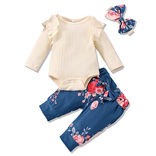 Image of VINUOKER Preemie Newborn Baby Girls Outfits set long Sleeve Cotton Pants Sets Infant Fall Winter Clothes