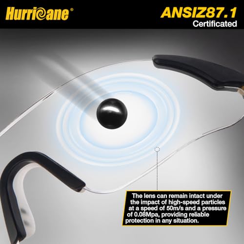 image for HURRICANE UV400 Safety Glasses, Clear Lens, Lightweight Protective Gog