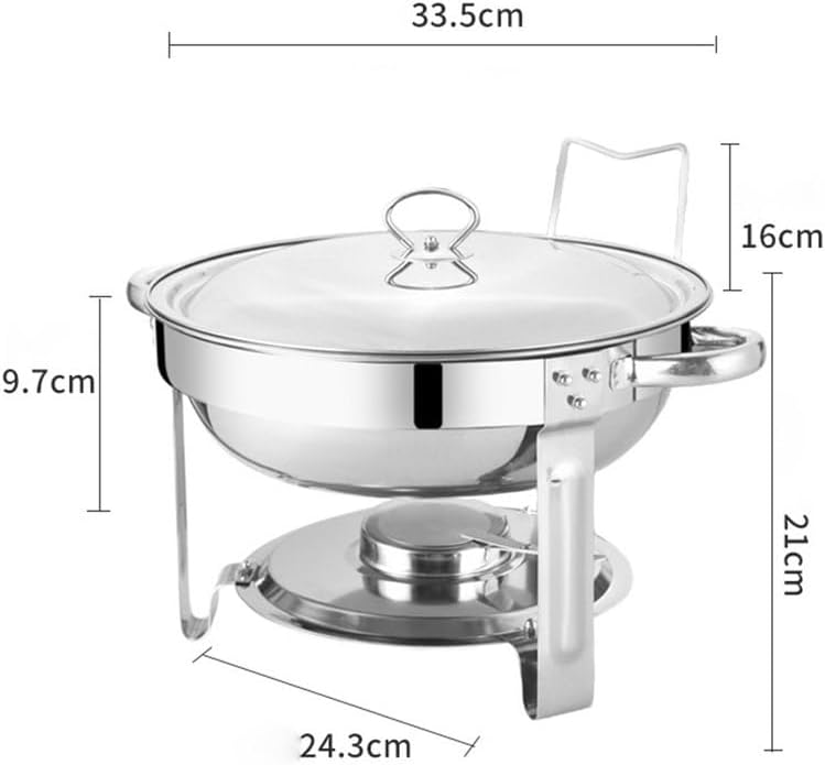 AIZYR Chafing Dish Buffet Set Stainless Stee Food Warmer, Round Dishes with Lid and Lid Holder for Parties, Buffets, Holidays, Dinners,Silver