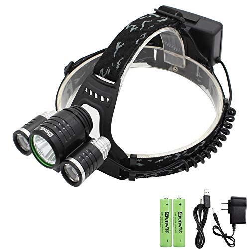 Genwiss Led industrail Headlamp, Super Bright 3000 Lumen Head Lamp, 4 Modes Rechargeable