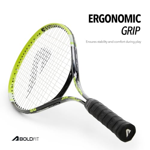 Image of Boldfit Tennis Racket, Aluminium Lawn Tennis Racquet for Adults & Kids, Lightweight, Durable & Beginner Tennis Gear for Children with Protective Cover, Ideal for Outdoor Play & Training