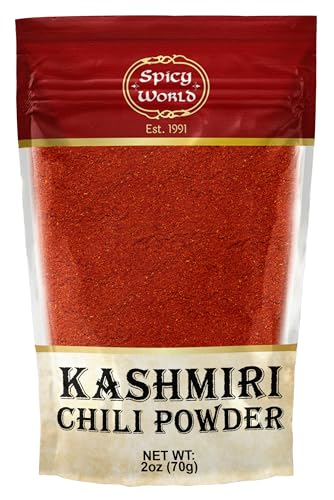 Spicy World Kashmiri Chili Powder 2 Ounce bag | All Natural Low Heat, Red Chili Powder - Red Pepper Powder