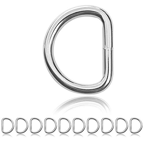 Anello in acciaio a forma di D, set di 10 pezzi