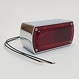 Chrome Box Style Chopper Tail light w/Tag Light for Custom Applications with 12 Volt Systems – 2' Tall x 4-1/4' Wide x 2' Thick – Motorcycle Stop Light/Brake Light – Custom Harley Chopper Bobber