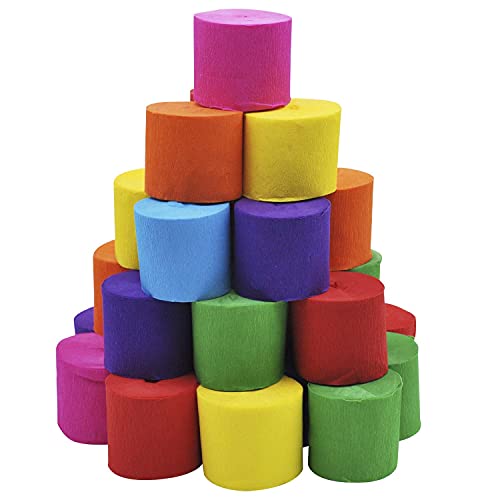 Joyin 48 Rolls Party Streamers, Crepe Paper Streamers (7 Colors) For Festival Party Decoration, Birthday Party, Class Party, Birthday Streamers, Graduation Ceremony, Cinco De Mayo #TOP29