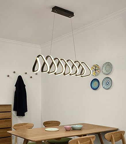 Table à manger à LED suspendue noire réglable avec télécommande