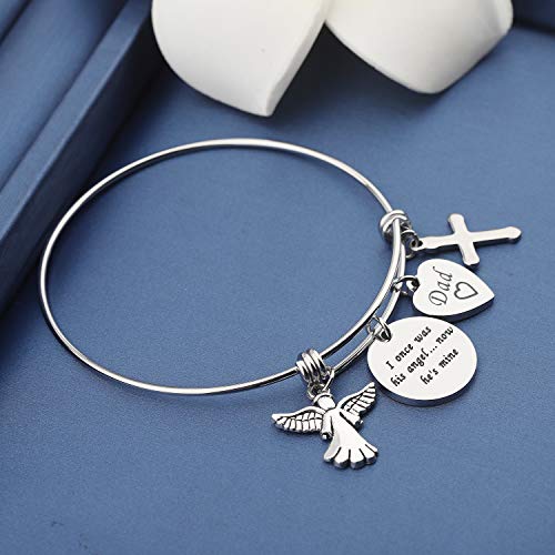 MYOSPARK Memorial Bracelet I Once was His/Her Angel Now He/She's Mine Dad/Mom Memorial Bangle Remembrance Jewelry Sympathy Gift for Loss of One You Loved4