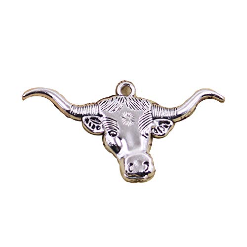 Charms Longhorn Bull Steer Head 60x31mm Antique Silver Color Pendants