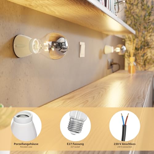 Douille de lampe plafonnier E27 porcelaine blanche MINZ ledscom.de