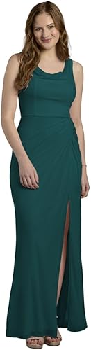 David's Bridal Mesh Cowl Neck Ruched A-Line Dress, Women's Size L, Gem