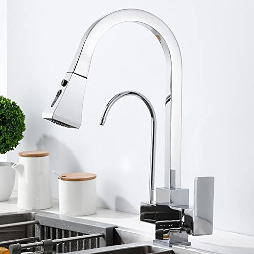 Robinet de cuisine 3 voies télescopique en laiton noir mat pour évier sous fenêtre moderne