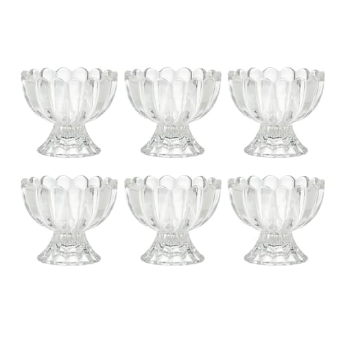 Cabilock 6pièces Coupe à Glace Verre Bol à Dessert Coupe à Gelée Verre Pour Maison Transparent