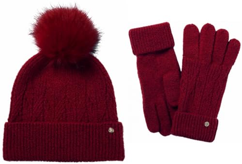 Bonnet pompon Failsworth Alice et gants assortis, idée cadeau d'hiver