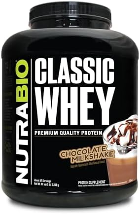 NutraBio Classic Whey Protein Powder- Full-Spectrum Amino Acid Profile - No Fillers, Artificial Colors, Preservatives - Low Glycemic Index - Chocolate Milkshake, 5 Pounds