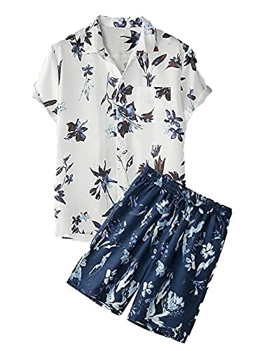 Image of Men's Poly Lycra Digital Printed Shirts with Pajama Shorts Night Suit Set