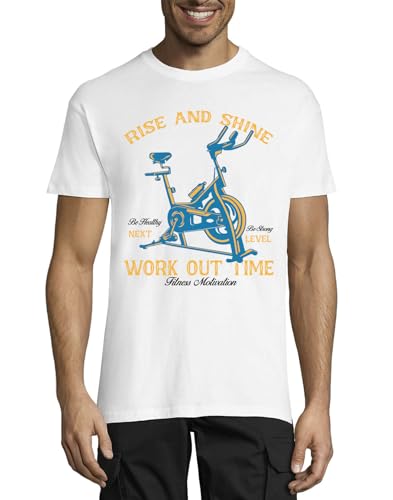 T-shirt en coton blanc haut de gamme homme Rise and Shine Next Lever col rond