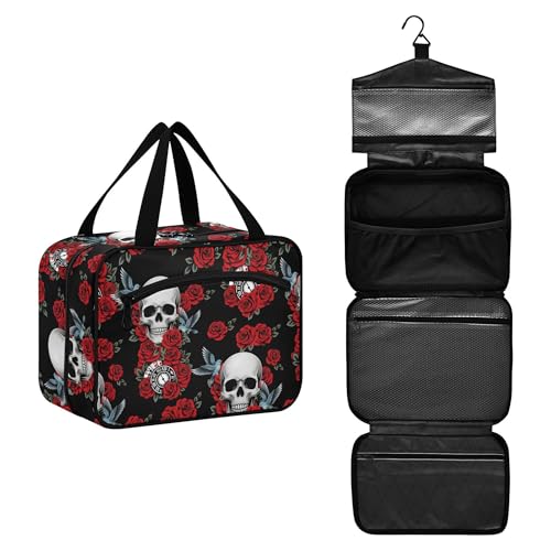 Trousse de toilette à suspendre imperméable avec crochet et compartiments transparents bleu