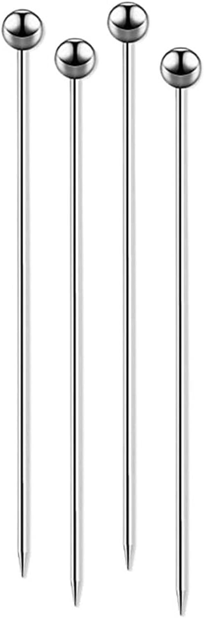 Stainless Steel Cocktail Picks, Fruits Toothpicks, Appetizer For Sandwich, Barbeque Snacks(6 pcs)